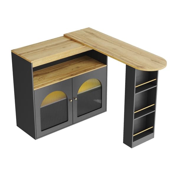 Rootz utdragbar barbord - matbord - roterande bord - LED -lätta remsor - 138-193 × 39 × 105 cm - gott om lagringsutrymme