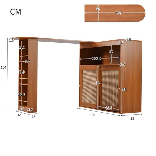 Rootz utdragbar stångbord - mångsidig tabell - multifunktionell tabell - justerbara hyllor - 138-193 × 39 × 104 cm
