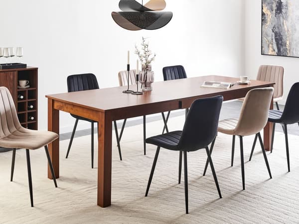 Spisebord med Udtræk Mørkt Træ 160/240 x 90 cm 10 Personers Udtræksbord med Butterfly Mekanisme Træbord Moderne Udtræksspisebord til Spisestue