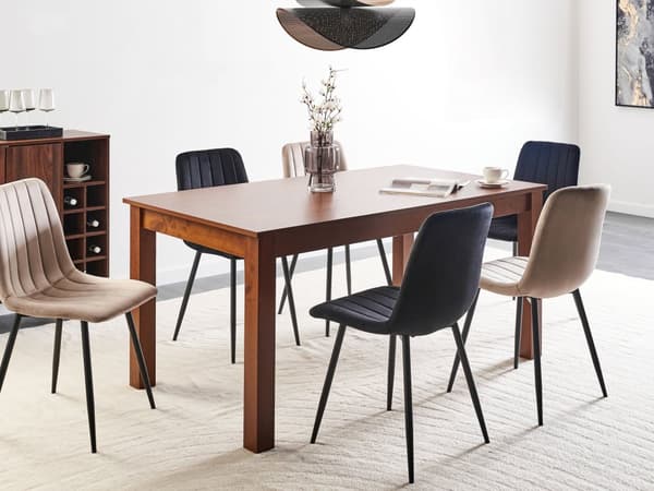 Uttrekkbart spisebord Mørkt tre MDF Gummitre 160/240 x 90 cm Rektangulær form Naturlig finish Minimalistisk og skandinavisk stil Kjøkkenbord