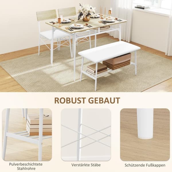Rootz 4 -stycken matbordsset - Köksbord - Matsalet - vadderad komfort - 110W x 70d x 75 timmar cm bord, 40W x 50d x 80h cm stolar