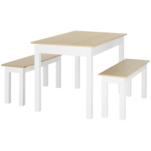 Rootzin 3 -osainen ruokasalipöytäsarja - Säädettävät penkit - Chastule -ruokailusarja - Avaruussäästö - 119 cm x 70cm x 75 cm