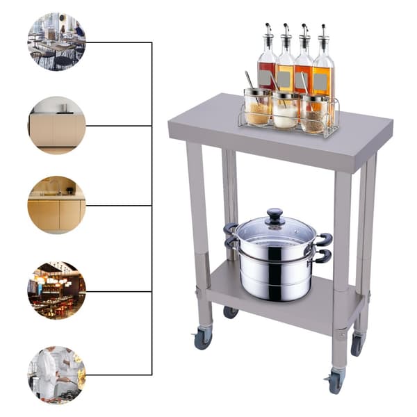 Rostfritt Stål Bord, Robust Konstruktion, Lätt att Rengöra,51 cm - 99 cm