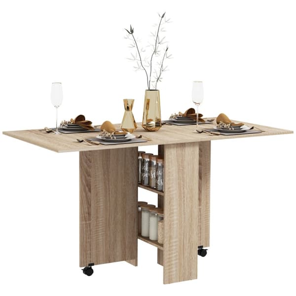 Rootz foldningsbord med hjul - Mobil spisebord - Sammenfoldelig skrivebord - Rumbesparende design - 140 x 80 x 74 cm