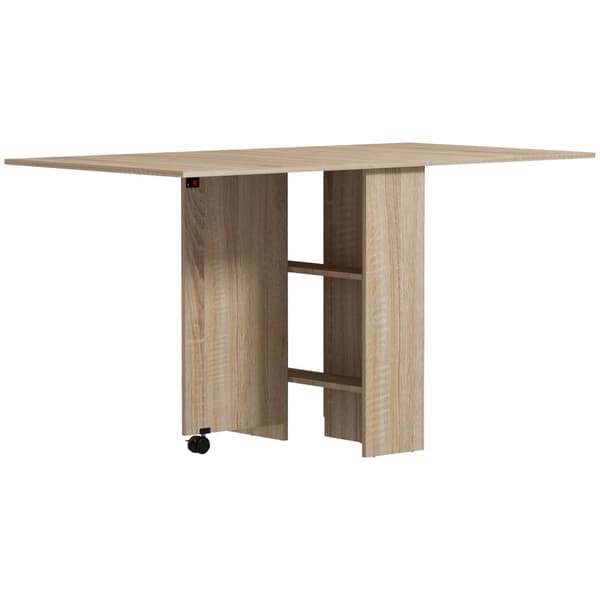 Rootz foldningsbord med hjul - Mobil spisebord - Sammenfoldelig skrivebord - Rumbesparende design - 140 x 80 x 74 cm