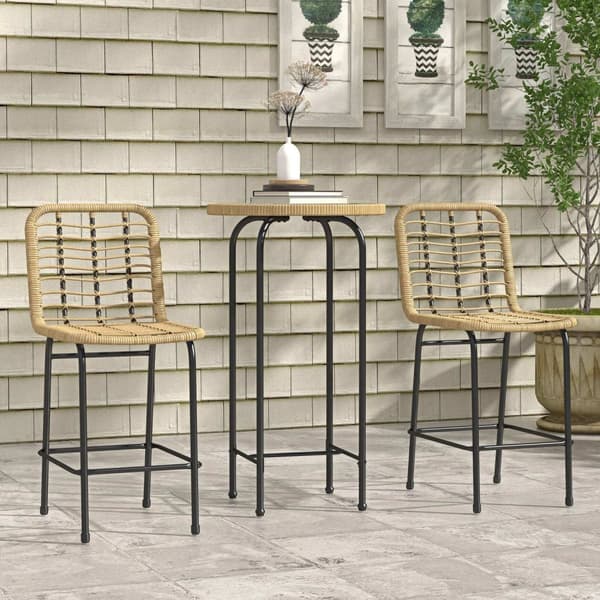 Rootz 3 -delt højt bordsæt - Bohemian Design - Bistro Set - Holdbar og stilfuld - 60x60x100cm Tabel - 47x61x100cm afføring - Metalfodstøtte