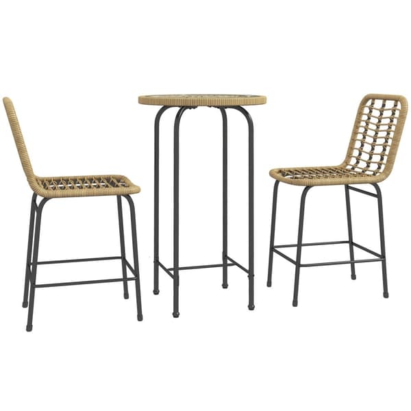 Rootz 3 -delt højt bordsæt - Bohemian Design - Bistro Set - Holdbar og stilfuld - 60x60x100cm Tabel - 47x61x100cm afføring - Metalfodstøtte