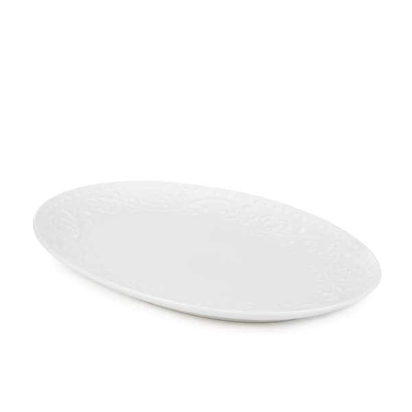 Fad | SYLIA | oval hvid med ornament | 18x24cm | 874722