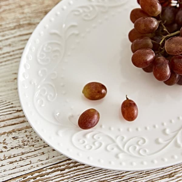Fad | SYLIA | oval hvid med ornament | 18x24cm | 874722