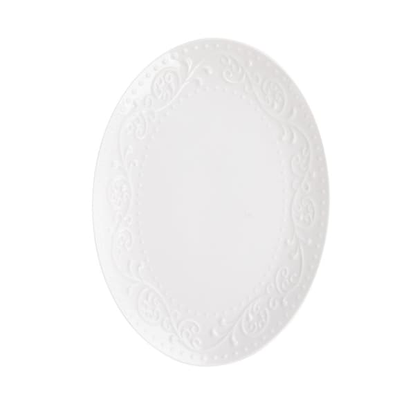 Fad | SYLIA | oval hvid med ornament | 18x24cm | 874722