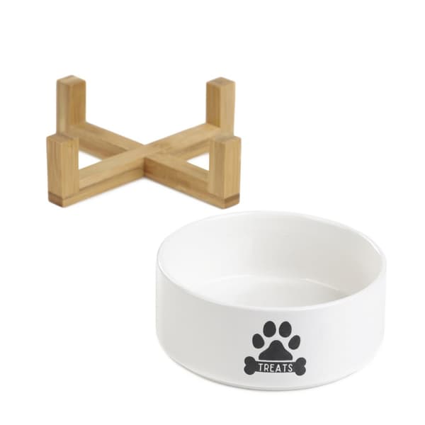 Skål | BEHANDLINGER | til hund S med bambusbund | 13x7cm | 884356