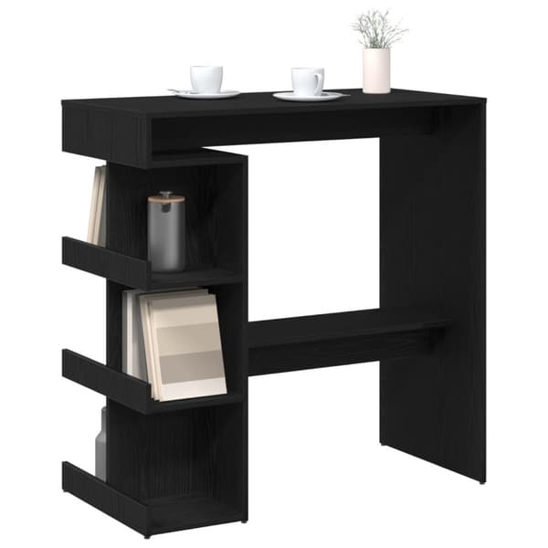 vidaXL Svart Eik Barbord med Oppbevaringshylle, 100x50x101.5 cm