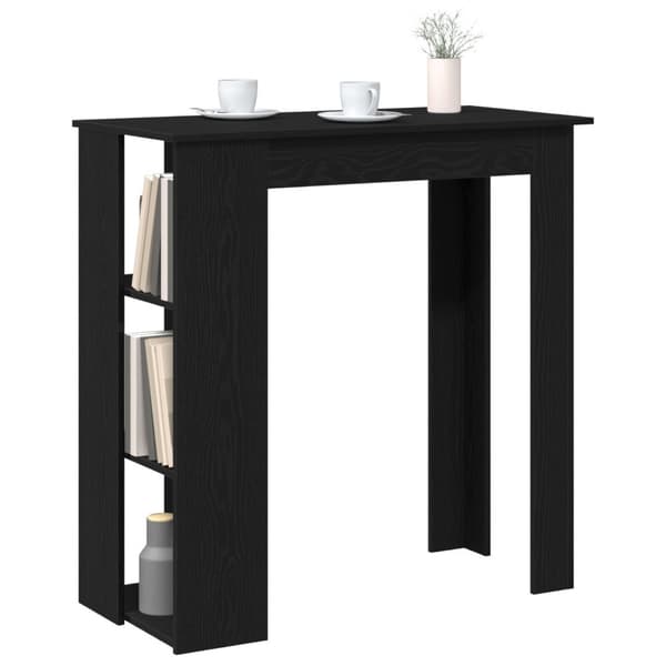 vidaXL Baaripöytä hyllyllä - Musta Tammi, 102x50x103.5 cm, Valmistettu Engineers-edestä