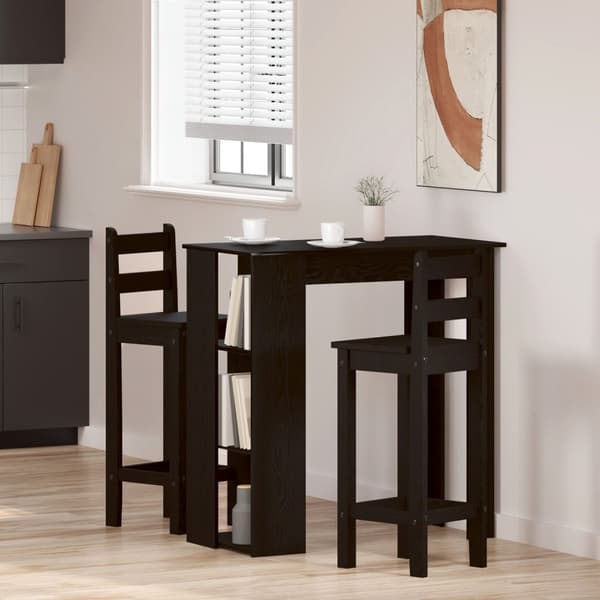 vidaXL Baaripöytä hyllyllä - Musta Tammi, 102x50x103.5 cm, Valmistettu Engineers-edestä