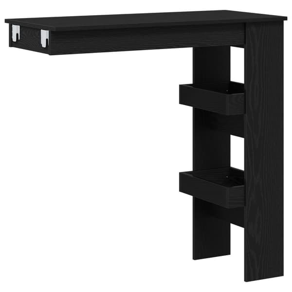vidaXL Vægbar Bord Sort Eg Træ Standard Holdbar Barbord Rektangulær