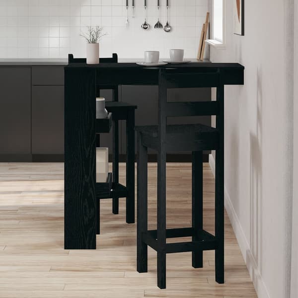 vidaXL Vægbar Bord Sort Eg Træ Standard Holdbar Barbord Rektangulær
