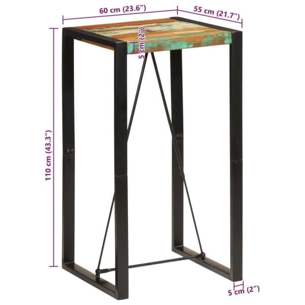 vidaXL barbord 60x55x110 cm massivt genbrugstræ