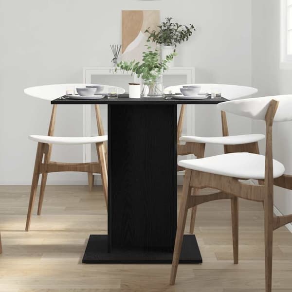 vidaXL spisebord 80x80x75 cm konstrueret træ sort egetræsfarve