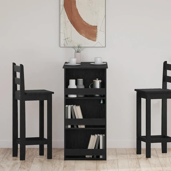 vidaXL Barbord med oppbevaring svart eik 102x50x103,5 cm