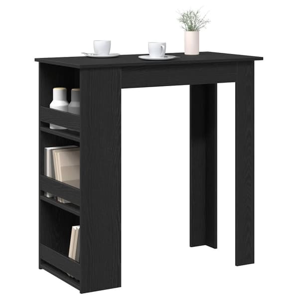 vidaXL Barbord med oppbevaring svart eik 102x50x103,5 cm