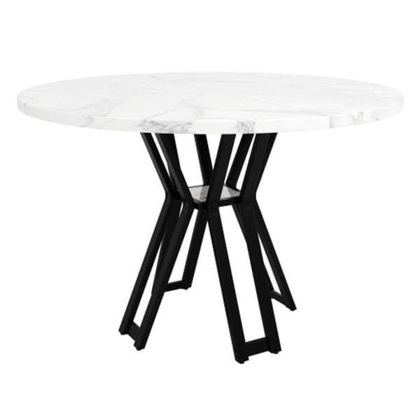 Rund matbord (100 x 100 x 76 cm) svarta ben, marmorering MDF-skiva