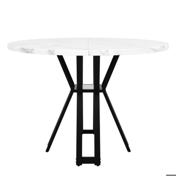 Rund matbord (100 x 100 x 76 cm) svarta ben, marmorering MDF-skiva