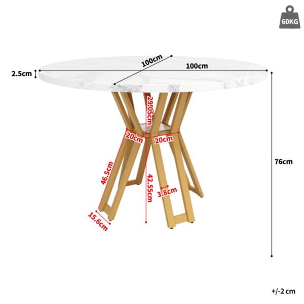 Ensemble matbord (5 delar) med vit marmorplatta, stolar i beige sammet