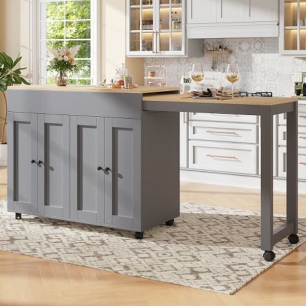Modern uttagbar barbord (118-180 x 50 x 94 cm), Uttagbar matbord med förvaring Grå