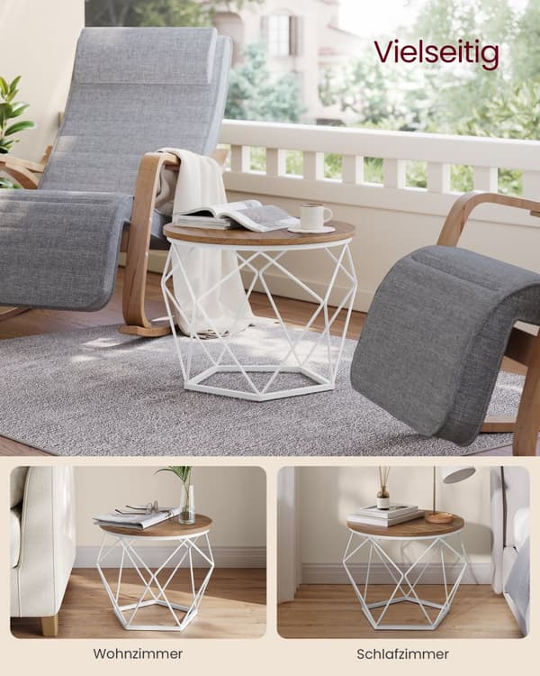 Sofabord, Geometrisk Design, Honningbrun-Skyhvid