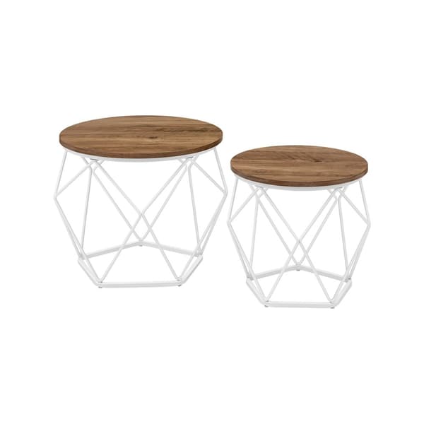 Sofabord, Geometrisk Design, Honningbrun-Skyhvid