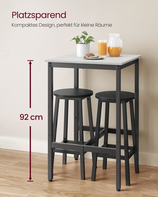Bartisch, VASAGLE, 60 x 60 x 92 cm, Greige-svart.