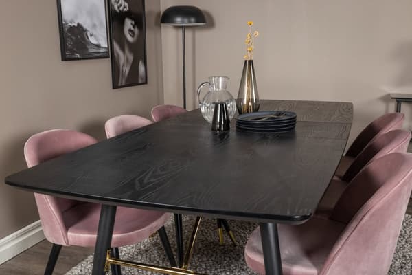 Matgrupp Gold med stolarna Velvet