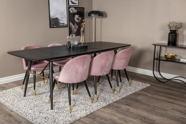Matgrupp Gold med stolarna Velvet