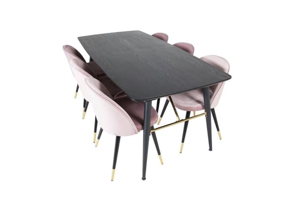 Matgrupp Gold med stolarna Velvet