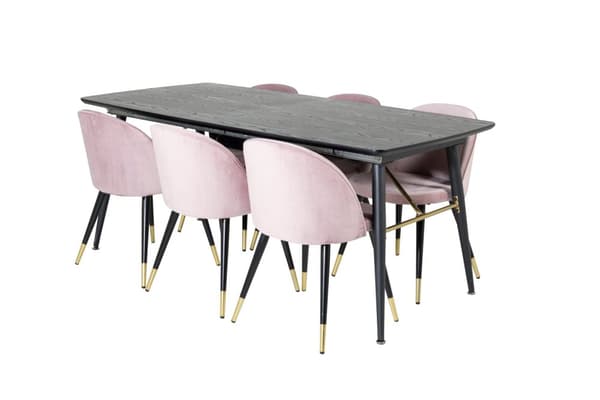 Matgrupp Gold med stolarna Velvet