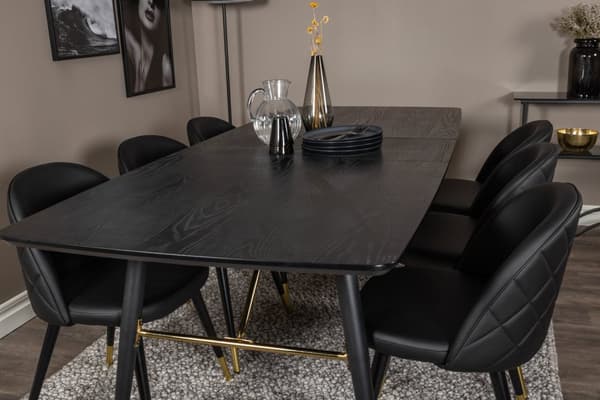 Matgrupp Gold med stolarna Velvet