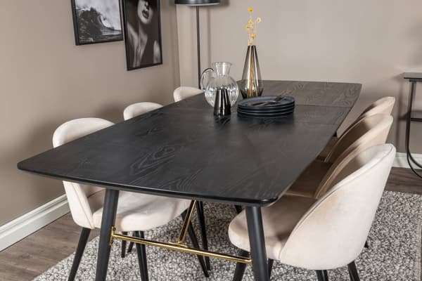 Matgrupp Gold med stolarna Velvet
