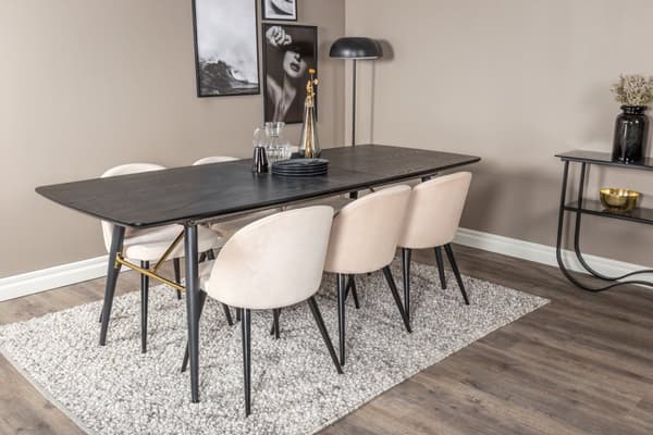 Matgrupp Gold med stolarna Velvet