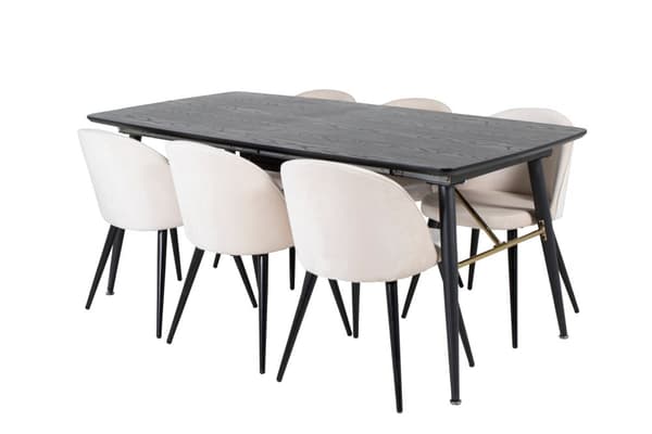 Matgrupp Gold med stolarna Velvet