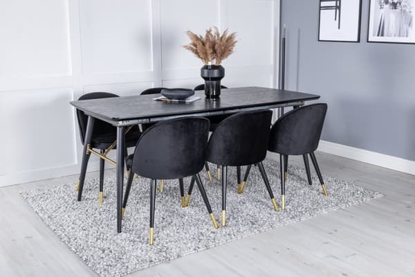 Matgrupp Gold med stolarna Velvet