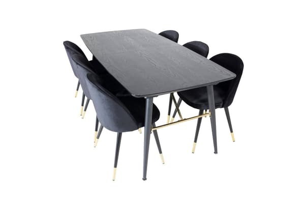 Matgrupp Gold med stolarna Velvet