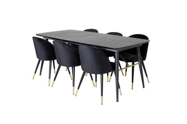 Matgrupp Gold med stolarna Velvet