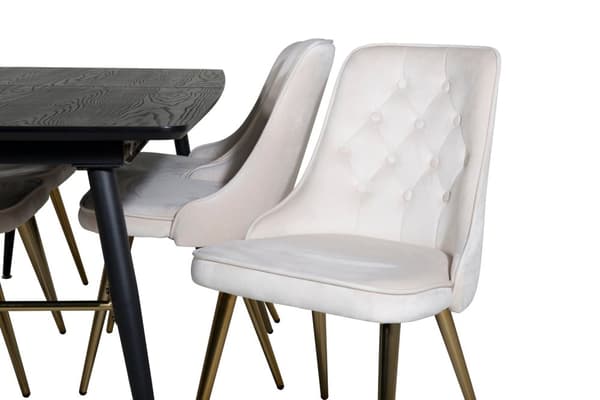 Matgrupp Gold med stolarna Velvet Deluxe