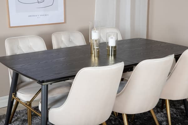 Matgrupp Gold med stolarna Velvet Deluxe