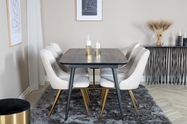 Matgrupp Gold med stolarna Velvet Deluxe