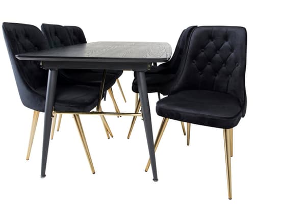 Matgrupp Gold med stolarna Velvet Deluxe