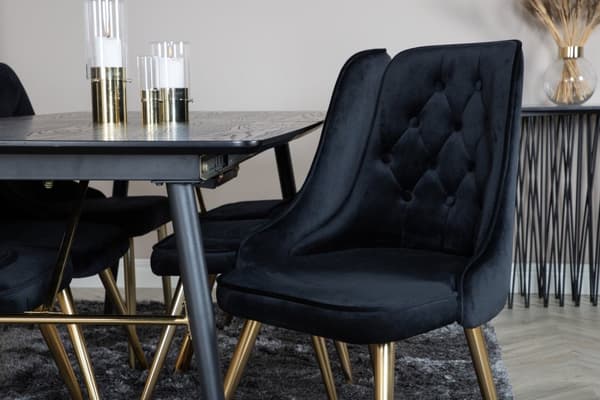 Matgrupp Gold med stolarna Velvet Deluxe