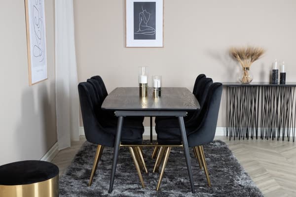 Matgrupp Gold med stolarna Velvet Deluxe