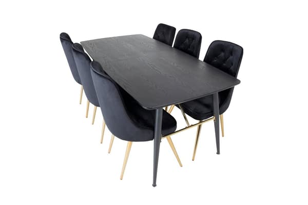 Matgrupp Gold med stolarna Velvet Deluxe