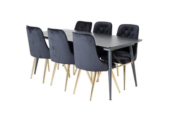 Matgrupp Gold med stolarna Velvet Deluxe